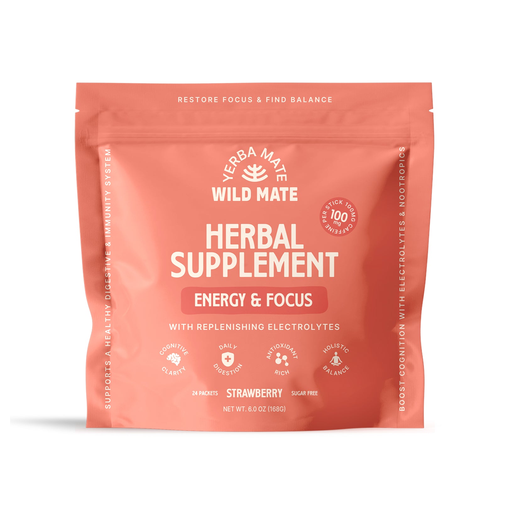 Strawberry Yerba Mate Energy Sticks | L-Theanine + Electrolytes – Wild Mate